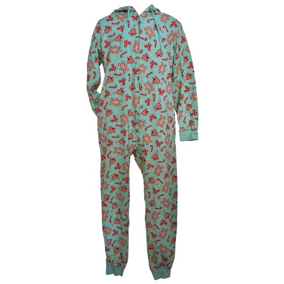 Disney Other - Disney Womens Gingerbread Man Candy Cane Hoodie Footless Pajamas‎ Jumpsuit M